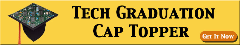 Get tech themed graduation cap toppers now!